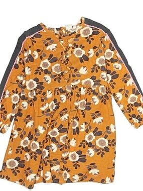 deux par deux Mustard Floral Ruffle Dress